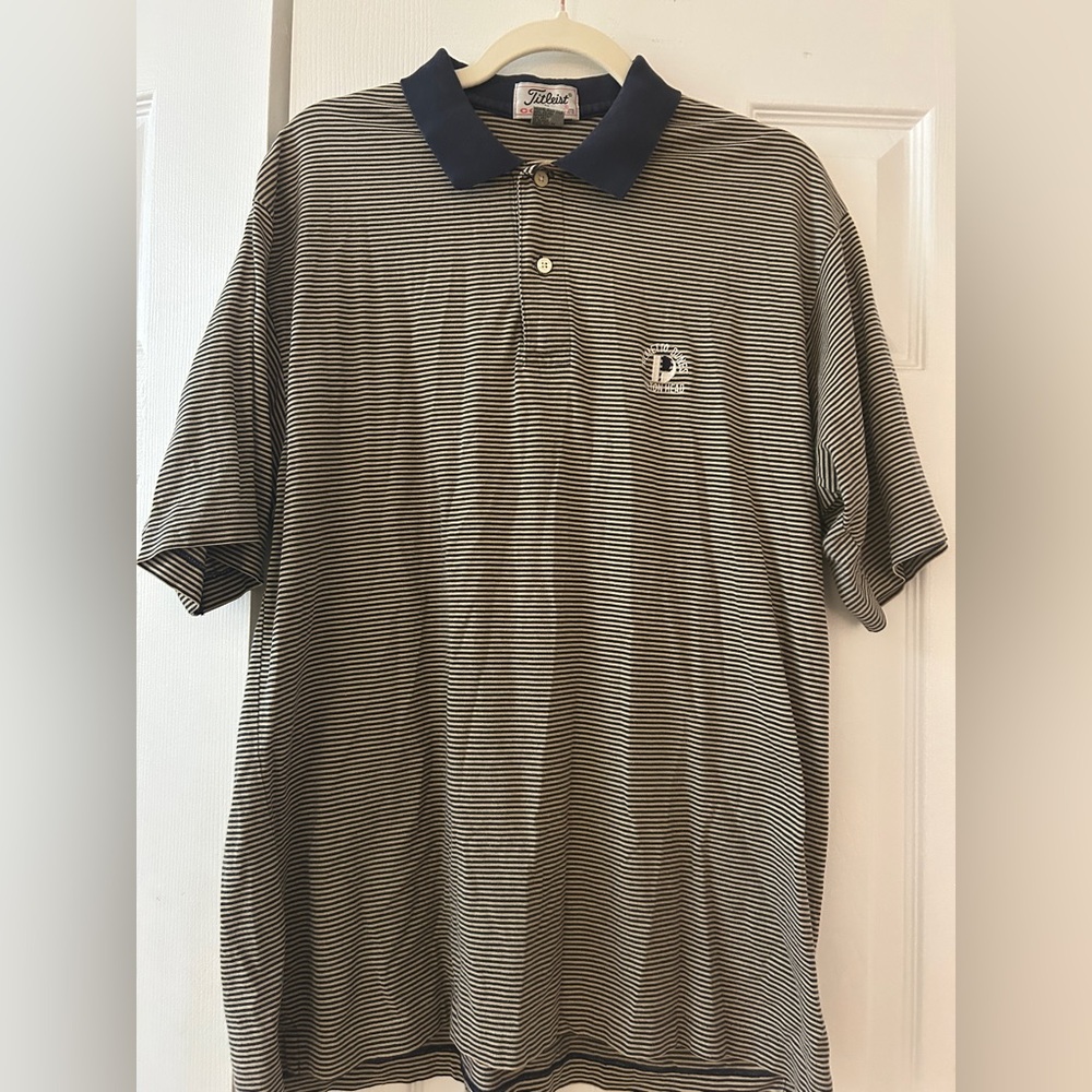 Titleist Men's Striped Polo Shirt in Navy/White Palmetto Dunes  Golf vintage L